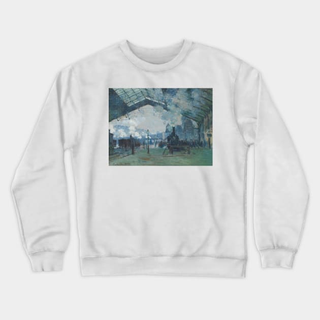 Arrival of the Normandy Train, Gare Saint-Lazare by Claude Monet Crewneck Sweatshirt by Classic Art Stall